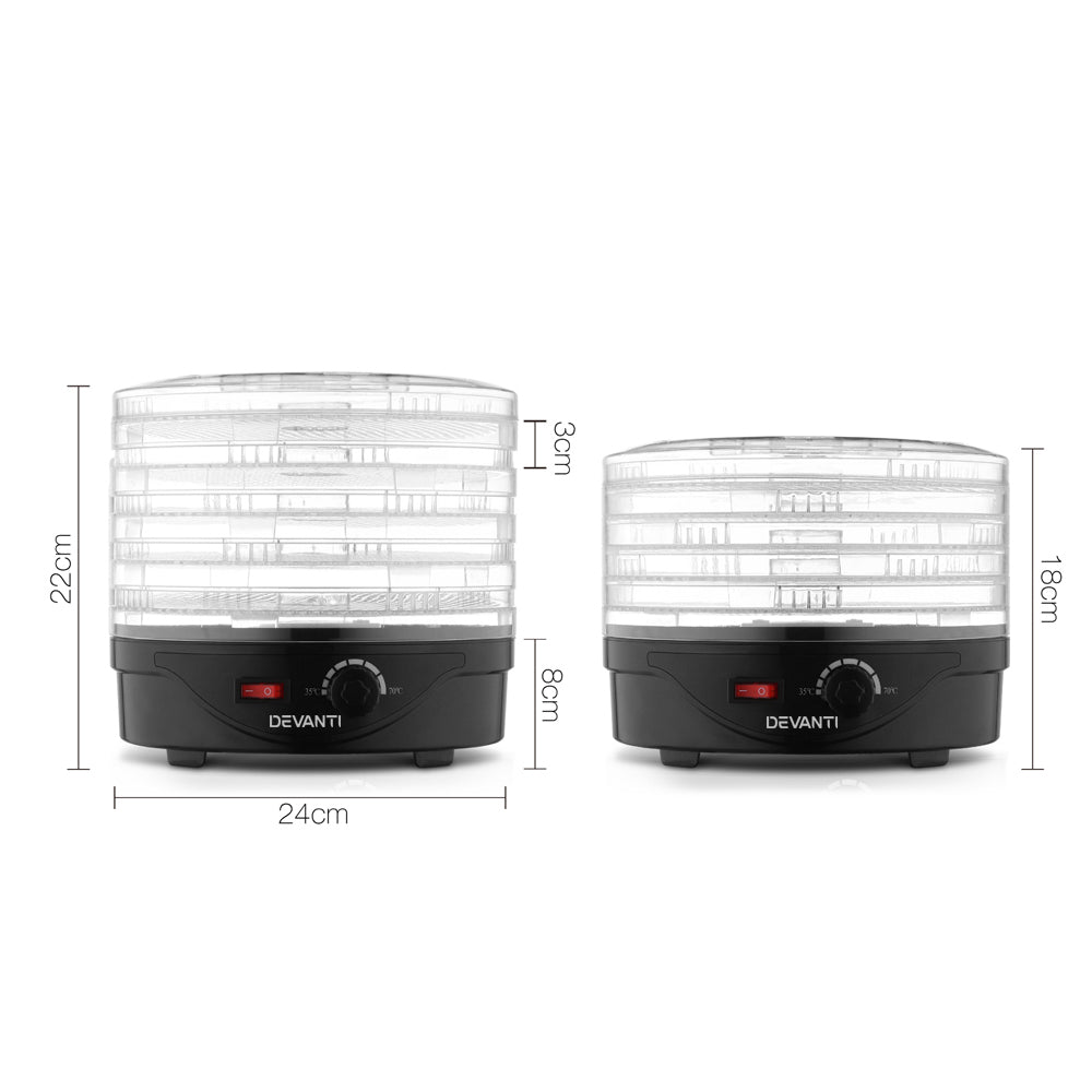 Devanti 5-Tray Black Food Dehydrator for Fruits, Veggies, and Jerky
