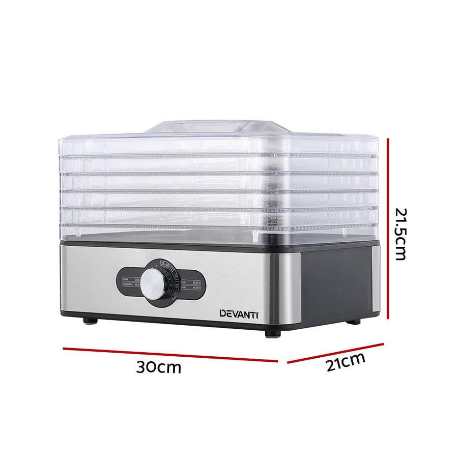Devanti 5 Trays Food Dehydrator Stainless Steel Tray, image 2