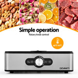 Devanti Stainless Steel 5-Tray Food Dehydrator with Adjustable Thermostat