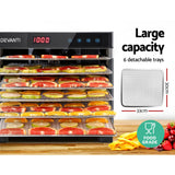 Devanti 6 Trays Food Dehydrator Stainless Steel Tray - Top-Down View