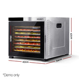 Devanti 10 Trays Food Dehydrator Stainless Steel Tray - Front View