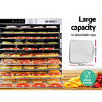 Devanti 10 Trays Food Dehydrator Stainless Steel Tray, image 4