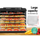 Devanti 6 Trays Food Dehydrator Stainless Steel Tray - Rear View