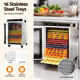 Devanti Food Dehydrator Stainless Steel Fruit Dryer 16 Tray Silver - Top-Down View