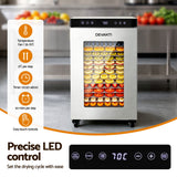 Devanti Food Dehydrator Stainless Steel Fruit Dryer 16 Tray Silver - 45-Degree Angle