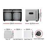 Devanti 16 Trays Food Dehydrator Dual-Zone Stainless Steel - Front View