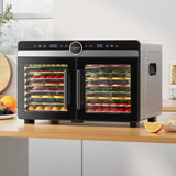 Devanti 16 Trays Food Dehydrator Dual-Zone Stainless Steel - Close-Up Angle