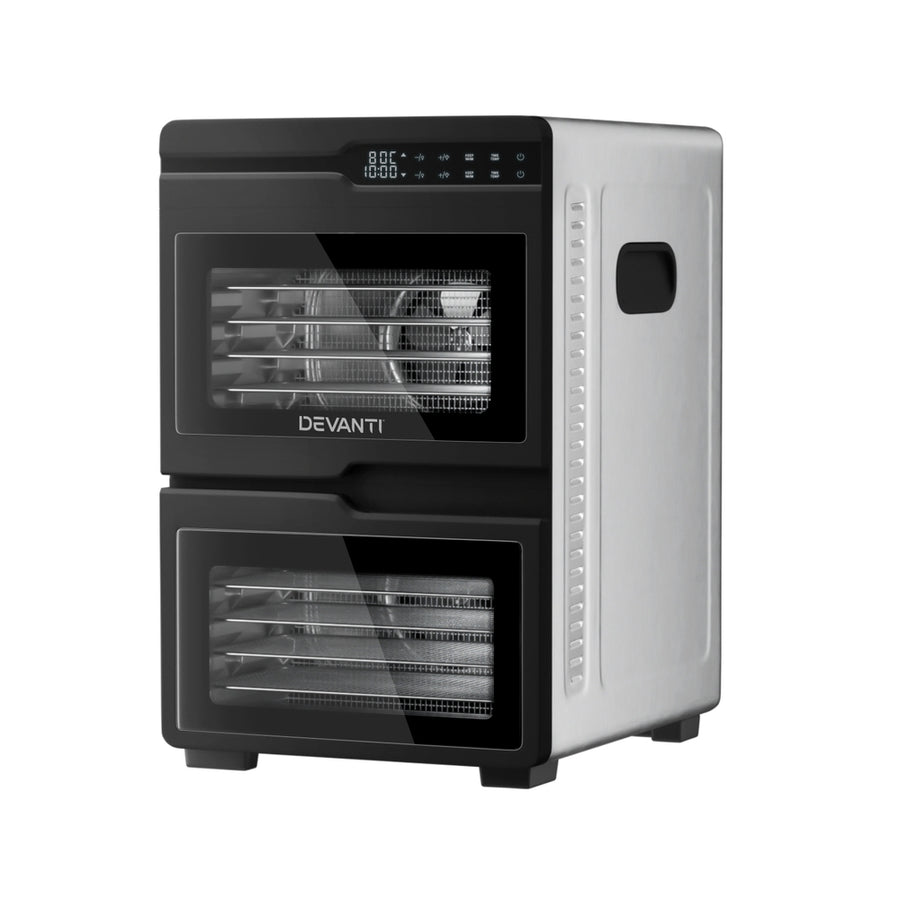 Devanti 12 Trays Food Dehydrator Dual-Zone Stainless Steel Fruit Jerky Dryer, image 2