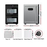 Devanti 12 Trays Food Dehydrator Dual-Zone Stainless Steel Fruit Jerky Dryer - Side View