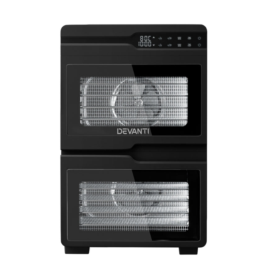 Devanti 12 Trays Food Dehydrator Dual-Zone Stainless Steel Fruit Jerky Dryer, image 4