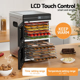 Devanti 12 Trays Food Dehydrator Dual-Zone Stainless Steel Fruit Jerky Dryer - Rear View