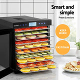 Devanti 10 Trays Food Dehydrator with Stainless Steel Tray - Top-Down View