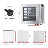Devanti 10 Trays Food Dehydrator Stainless Steel Visible Glass Door 850W - Side View