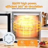 Devanti 10 Trays Food Dehydrator Stainless Steel Visible Glass Door 850W - Low Angle