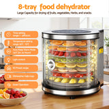 Devanti 8 Trays Food Dehydrator Stainless Steel Auto-Rotate 10 Programs 700W - Top-Down View