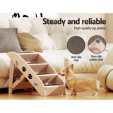 i.Pet Dog Ramp Steps For Bed Sofa Car Pet Stairs Ladder Portable Foldable Beige - 45-Degree Angle