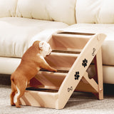i.Pet Dog Ramp Steps For Bed Sofa Car Pet Stairs Ladder Portable Foldable Beige - Low Angle