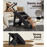 i.Pet Dog Ramp Steps For Bed Sofa Car Pet Stairs Ladder Portable Foldable Black - 45-Degree Angle