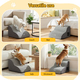 i.Pet Dog Ramp 2 Steps For Small Dogs Bed Sofa Car Foam Non-Slip Pet Cat Stairs - Close-Up Angle