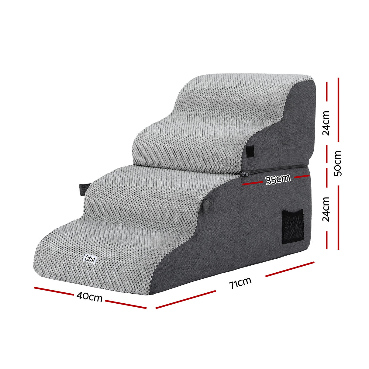 i.Pet Dog Stairs and Bed 2-in-1 Sofa Car Foam Non-Slip Washable Pet Stairs Indoor Grey
