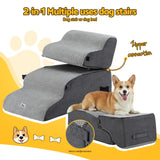 i.Pet Dog Stairs and Bed 2-in-1 Sofa Car Foam Non-Slip Washable Pet Stairs Indoor Grey - Top-Down View
