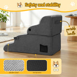 i.Pet Dog Stairs and Bed 2-in-1 Sofa Car Foam Non-Slip Washable Pet Stairs Indoor Grey - Rear View