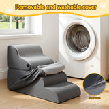 i.Pet Dog Stairs and Bed 2-in-1 Sofa Car Foam Non-Slip Washable Pet Stairs Indoor Grey - Close-Up Angle