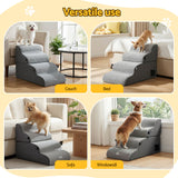 i.Pet Dog Stairs and Bed 2-in-1 Sofa Car Foam Non-Slip Washable Pet Stairs Indoor Grey - Low Angle