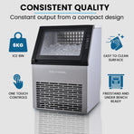 POLYCOOL Commercial Ice Maker Machine, up to 45kg/24hr, Timer & Self Cleaning Programs