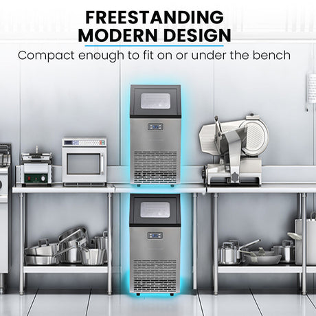 POLYCOOL Commercial Ice Maker Machine, up to 60kg/24hr, Timer & Self Cleaning Programs, image 8