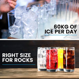 POLYCOOL Commercial Ice Maker Machine, up to 60kg/24hr, Timer & Self Cleaning Programs - Side View