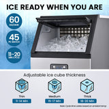 POLYCOOL Commercial Ice Maker Machine, up to 60kg/24hr, Timer & Self Cleaning Programs - Top-Down View