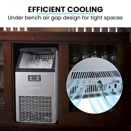 POLYCOOL Commercial Ice Maker Machine, up to 60kg/24hr, Timer & Self Cleaning Programs, image 5