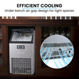 POLYCOOL Commercial Ice Maker Machine, up to 60kg/24hr, Timer & Self Cleaning Programs - 45-Degree Angle