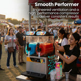 POLYCOOL 24L Double Tank Commercial Slush Machine, Digital Control Panel, SAA Approved, Juice and Frozen Slushy Maker - Low Angle