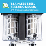 POLYCOOL 6L Double Tank Slushie Machine, Independent Digital Control Slushy Maker - Side View