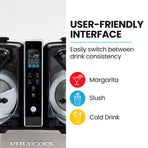 POLYCOOL 9L Triple Tank Slushie Machine, Independent Digital Control Slushy Maker