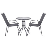 Gardeon 3PC Outdoor Bistro Set Table and Chairs Stackable Patio Furniture Grey