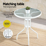 Gardeon 3PC Outdoor Bistro Set Table and Chairs Stackable Patio Furniture White - Rear View