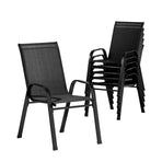 Gardeon set of 6 black stackable outdoor dining chairs, steel frame