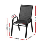 Gardeon set of 6 black stackable outdoor dining chairs, steel frame, textilene fabric seat and back