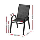 Gardeon 6PC Outdoor Dining Chairs Stackable Lounge Chair Patio Furniture Black - Front View