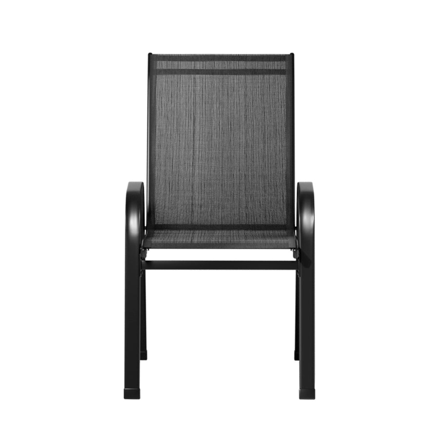 Gardeon set of 6 black stackable outdoor dining chairs, steel frame, powder coated steel frame