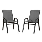 Gardeon 2PC Outdoor Dining Chairs Stackable Lounge Chair Patio Furniture Black