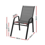 Gardeon 2PC Outdoor Dining Chairs Stackable Lounge Chair Patio Furniture Grey - Front View