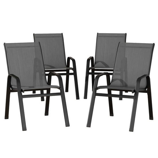 Gardeon 4PC Outdoor Dining Chairs Stackable Lounge Chair Patio Furniture Black