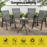 Gardeon 4PC Outdoor Dining Chairs Stackable Lounge Chair Patio Furniture Black