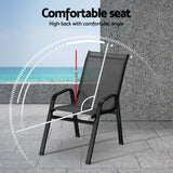 Gardeon 4PC Outdoor Dining Chairs Stackable Lounge Chair Patio Furniture Black