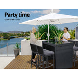 Gardeon 5-Piece Outdoor Bar Set Dining Table Stools Wicker Patio Setting - Top-Down View