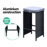 Gardeon 7-Piece Outdoor Bar Set Dining Table Stools Wicker Patio Setting - Rear View